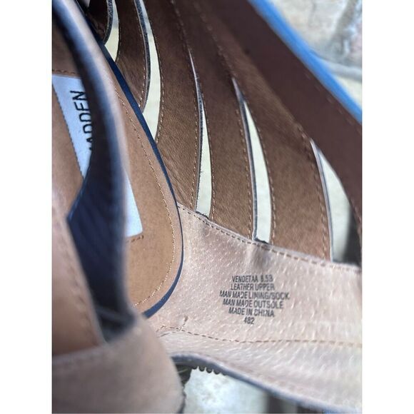Steve Madden Vendettaa Navy Open-Toe Caged Block Heeled Bootie Sz 8.5B - Picture 9 of 11